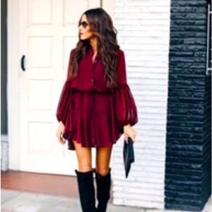 Manchester adjustable balloon sleeve dress